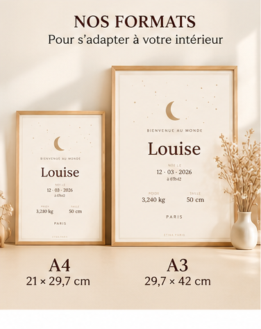 Formats disponibles : A4 et A3, cadre non inclus