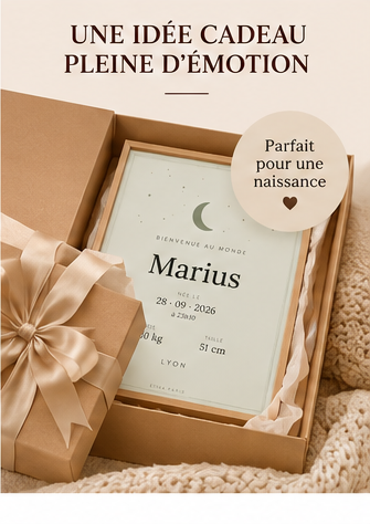 Idée cadeau de naissance : l'affiche personnalisée Etika Paris