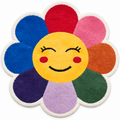 Tapis enfant fleur en laine coloris Vif, Ø 90 cm, sur fond blanc