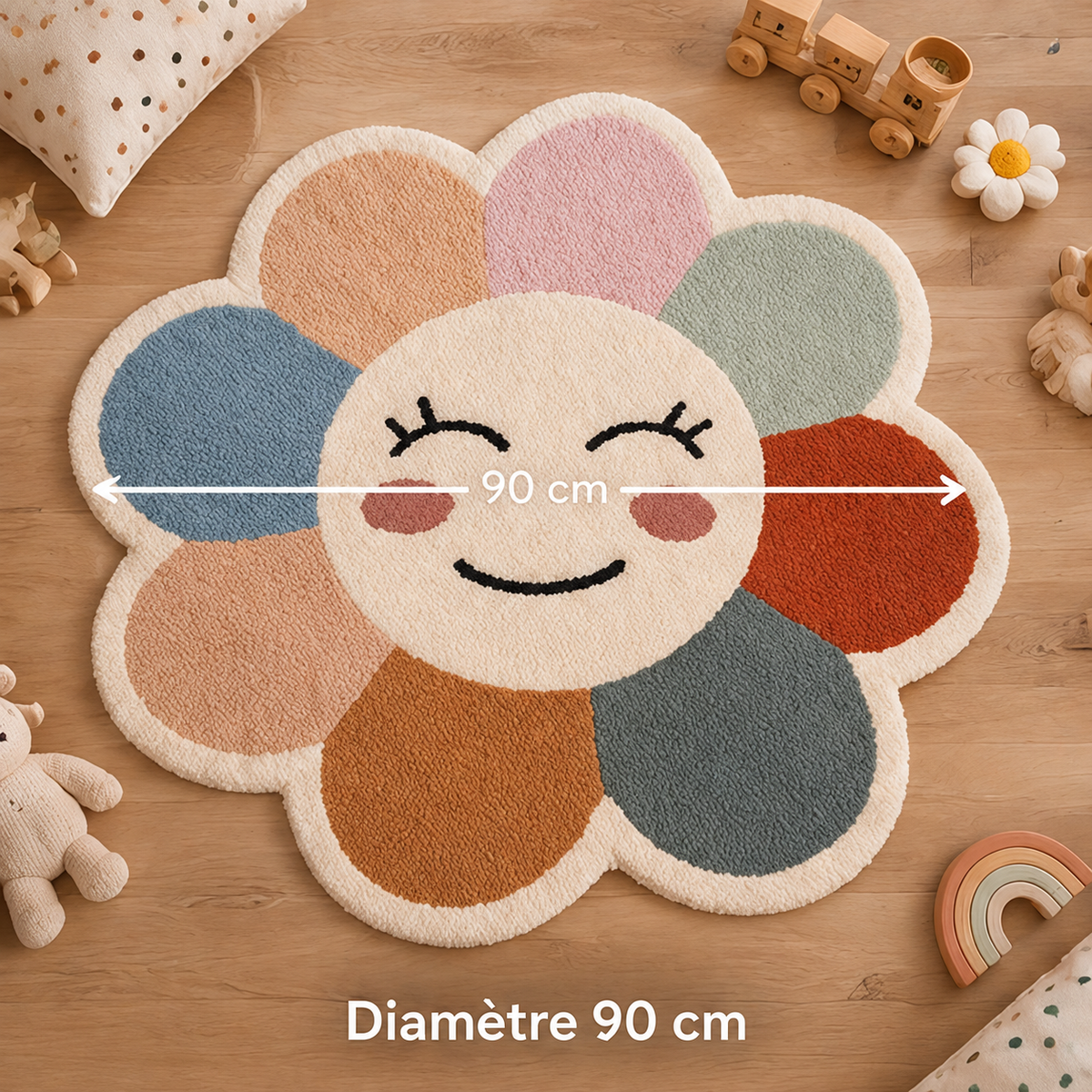 Pastel – diamètre du tapis fleur : 90 cm