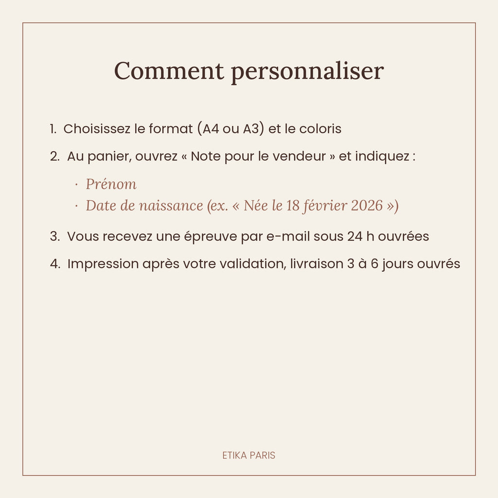 Affiche « Mon premier Noël » personnalisée – prénom & date de naissance