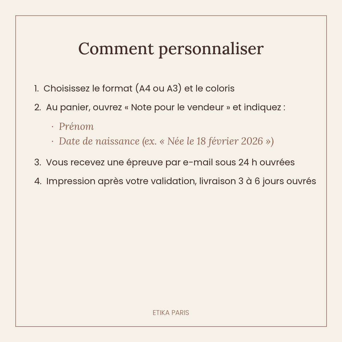 Affiche « Mon premier Noël » personnalisée – prénom & date de naissance
