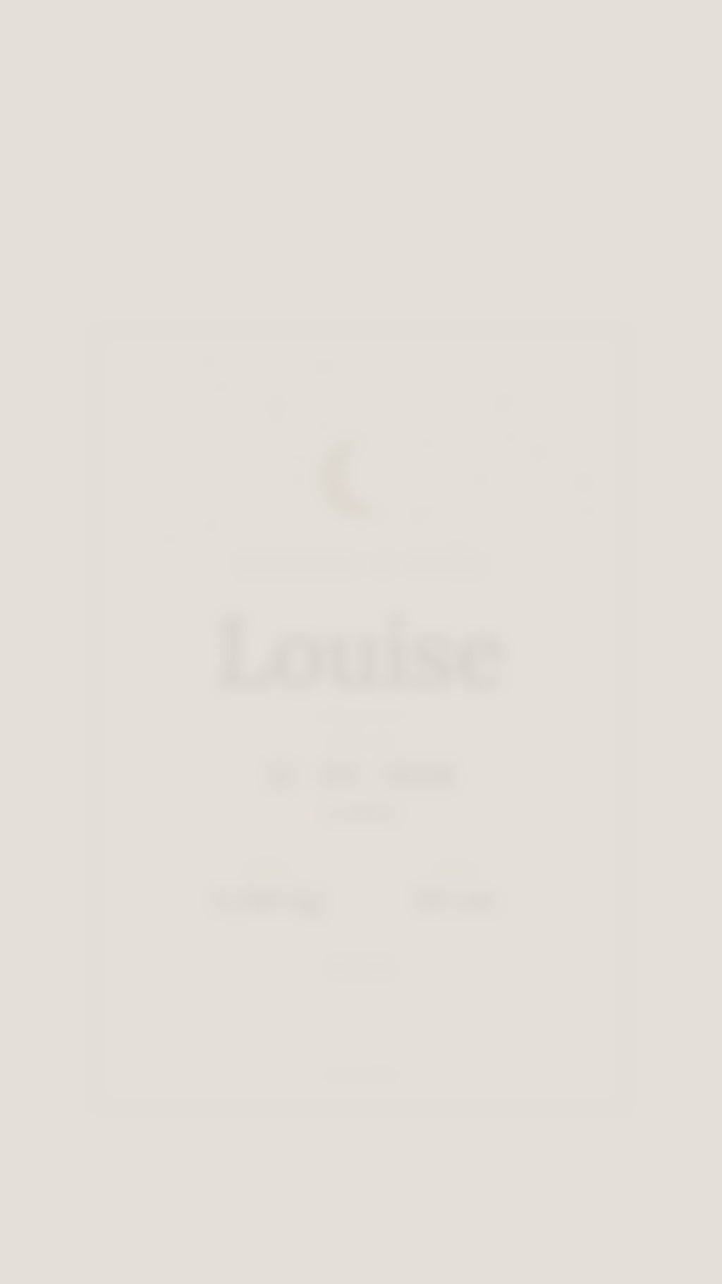 Affiche de naissance personnalisée – Lune & étoiles (prénom, date, poids, taille)