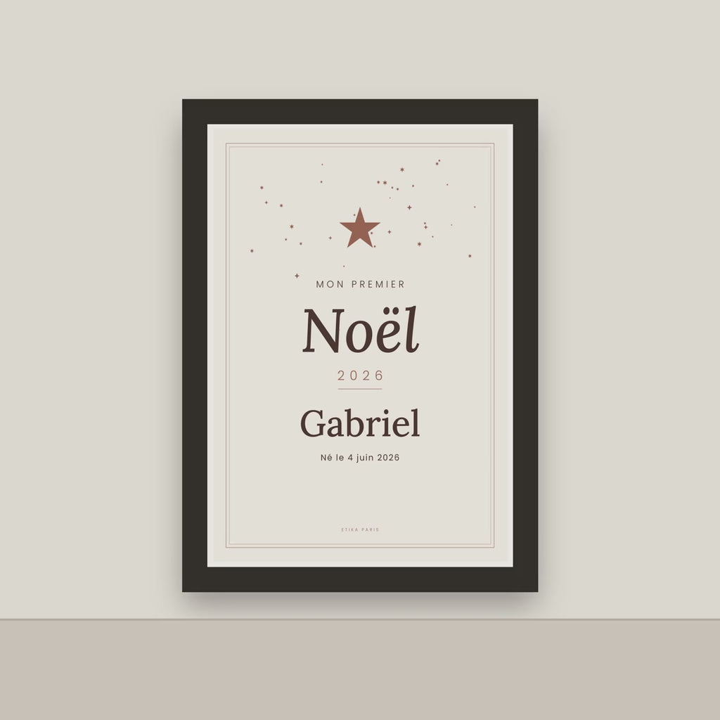 Affiche « Mon premier Noël » personnalisée – prénom & date de naissance