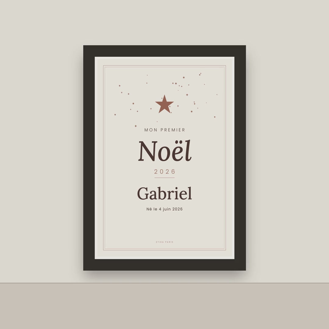 Affiche « Mon premier Noël » personnalisée – prénom & date de naissance